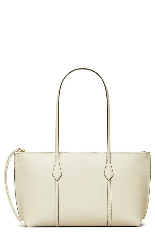 Tory Burch Small Perry Leather Zip Tote in Warm White at Nordstrom | Nordstrom