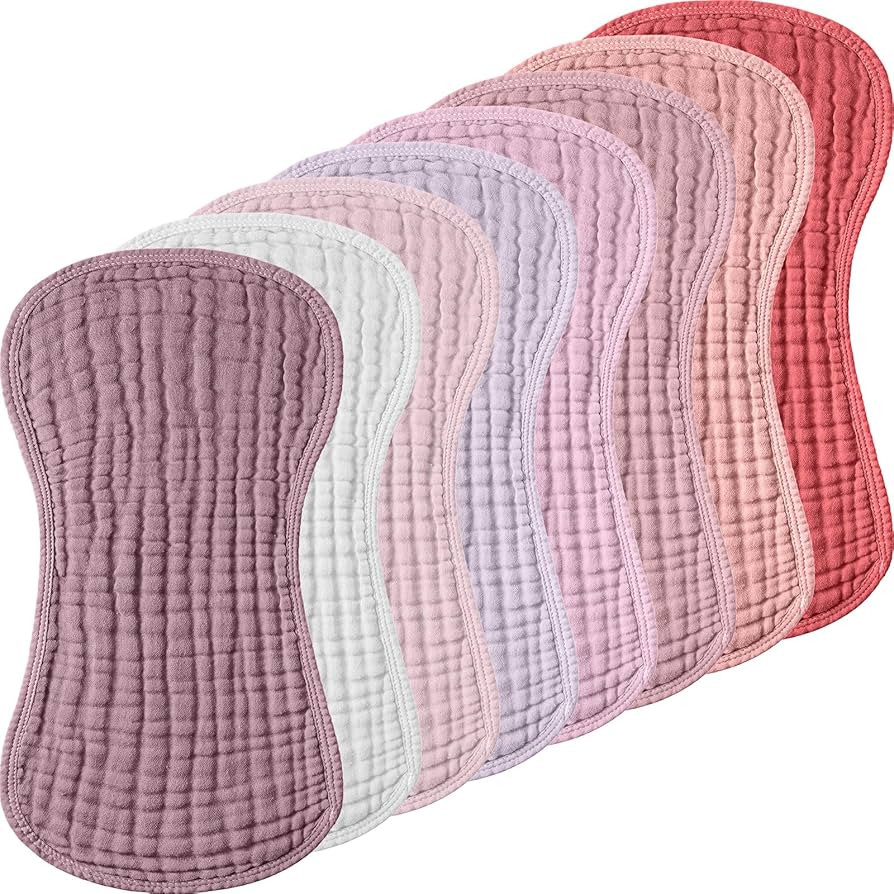 Frienda 8 Pieces Muslin Burp Cloths for Baby Cotton Burp Cloth 10 x 20 Inches Multi Colors Muslin... | Amazon (US)