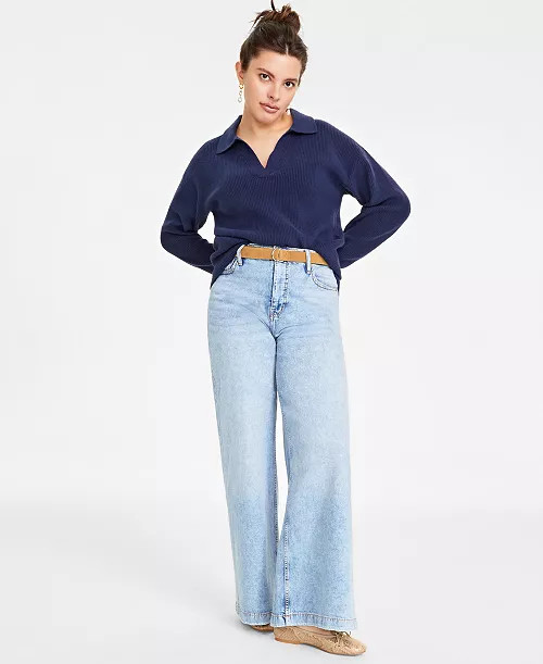 Women's High Rise Wide-Leg Jeans, Regular and Short, Created for Macy's | Macy's