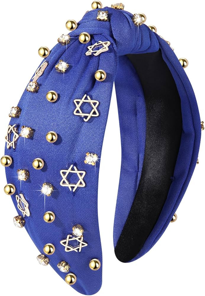 Star Headband for Women Rhinestone Crystal Jeweled Beaded Knotted Headband Wide Top Knot Hollow S... | Amazon (US)