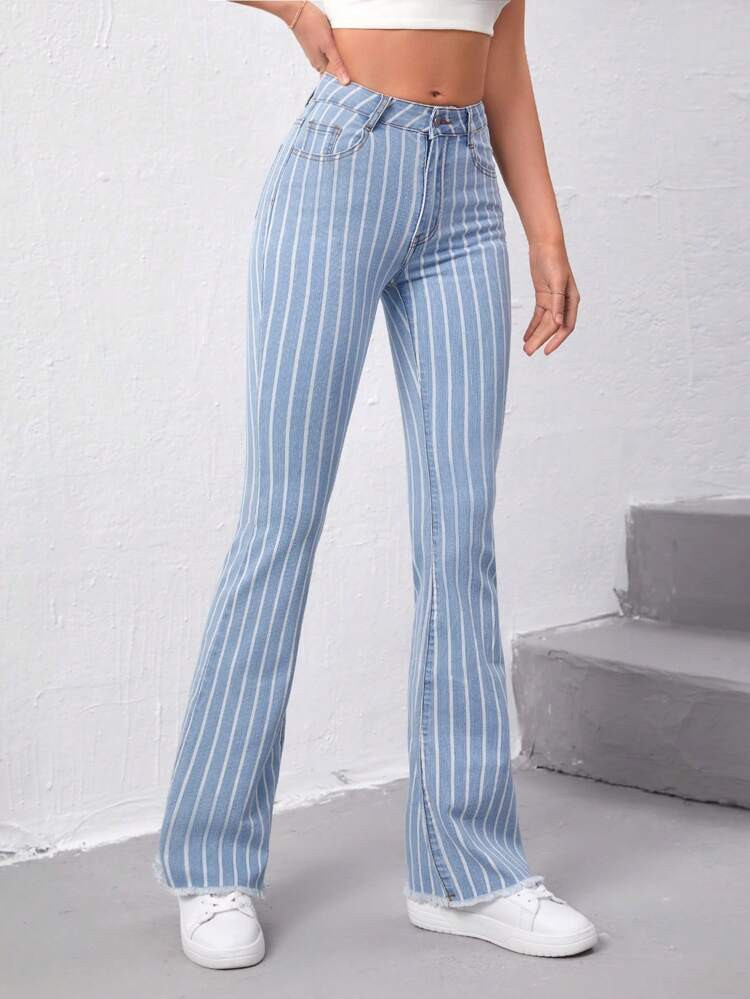 Striped Flare Leg Jeans | SHEIN