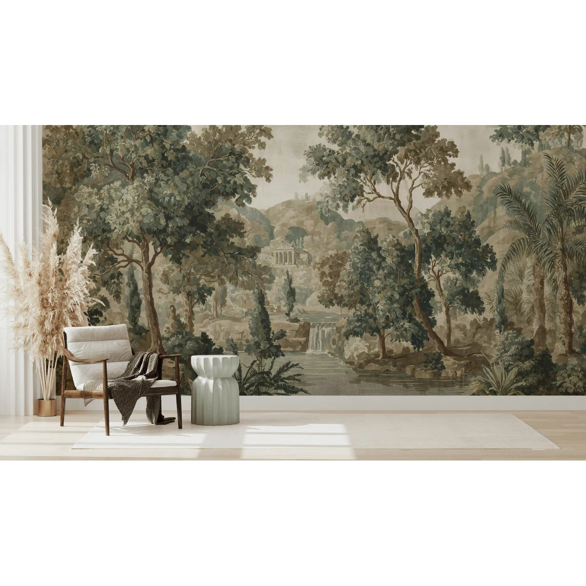 Neoclassical Landscape Wallpaper Vintage Trees Scenic Wall Mural | Wayfair North America