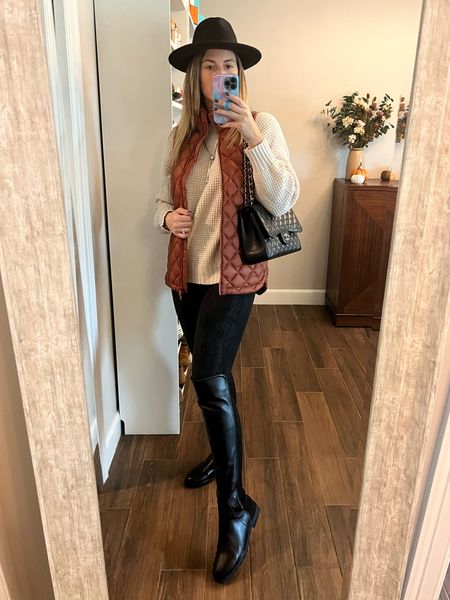 Ok winter, I see you! Easy outfit formula = long oversized sweater + leggings + tall boots. Add a quilted vest for extra warmth!

#LTKSeasonal #LTKshoecrush #LTKstyletip