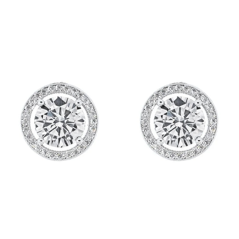 Cate & Chloe Ariel 18k White Gold Plated Halo Stud Earrings with Simulated Diamond Crystals for W... | Walmart (US)