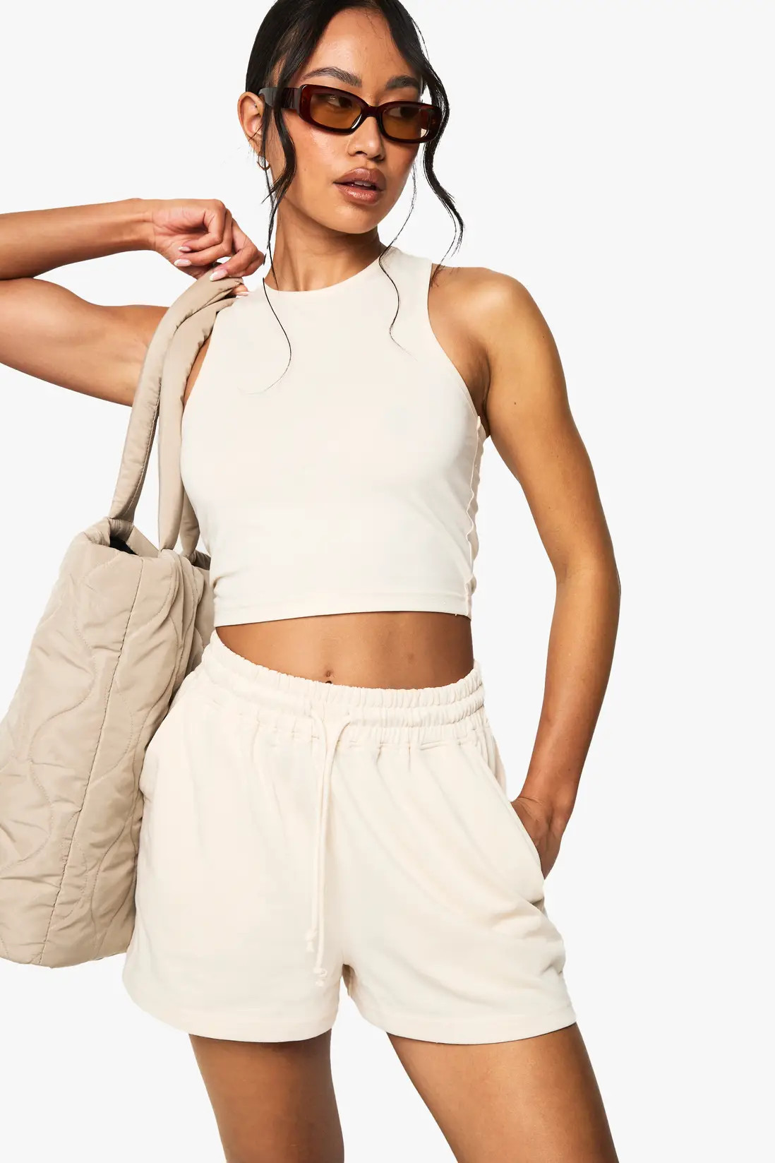Stone Racer Crop Top And Short Set | Boohoo | Boohoo.com (UK & IE)