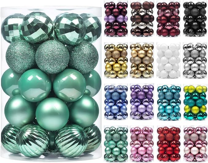 XmasExp Christmas Ball Ornaments (1.57", Mint Green) 34ct Christmas Ball Ornaments Shatterproof X... | Amazon (US)