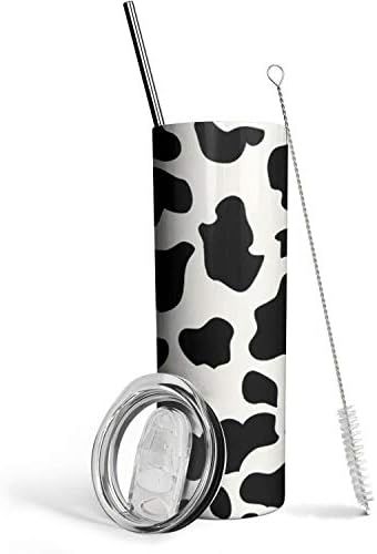 Cow Print Cattle Skin 20oz Skinny Stainless Steel Tumbler Resuable Cup with Lids and Straws | Amazon (US)