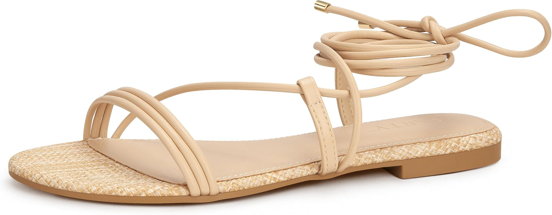 PARTY Women's Strappy Sandals Lace Up Flats Tie Up Open Toe Ankle Strap Shoes | Amazon (US)