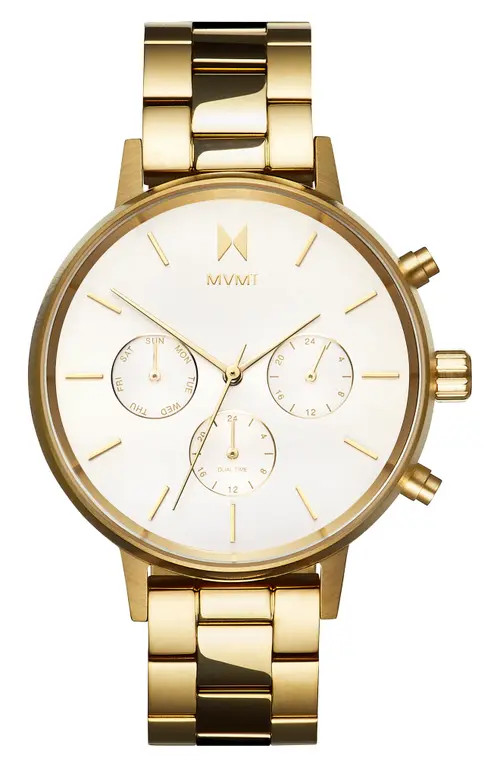 MVMT WATCHES MVMT Nova Chronograph Bracelet Watch, 38mm in Gold/Silver/Gold at Nordstrom | Nordstrom