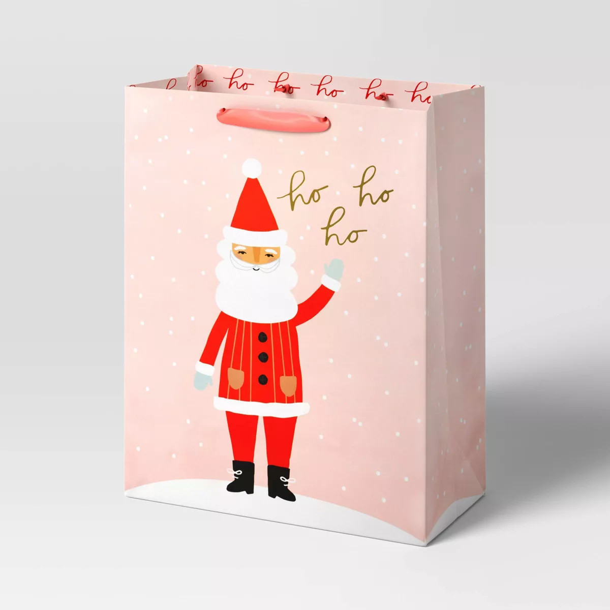 Large Cub Polka Dot 'Ho Ho Ho' Santa Christmas Gift Bag Blush - Wondershop™ | Target