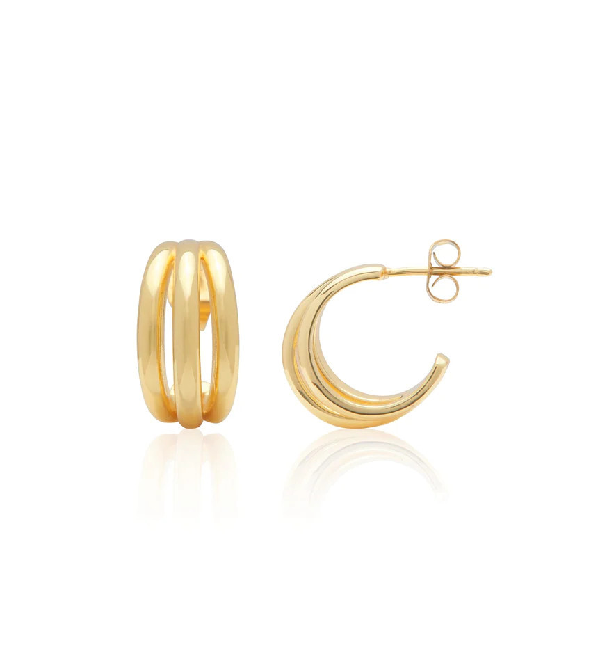 Triple Band Hoop Earrings (Gold) | Abbott Lyon