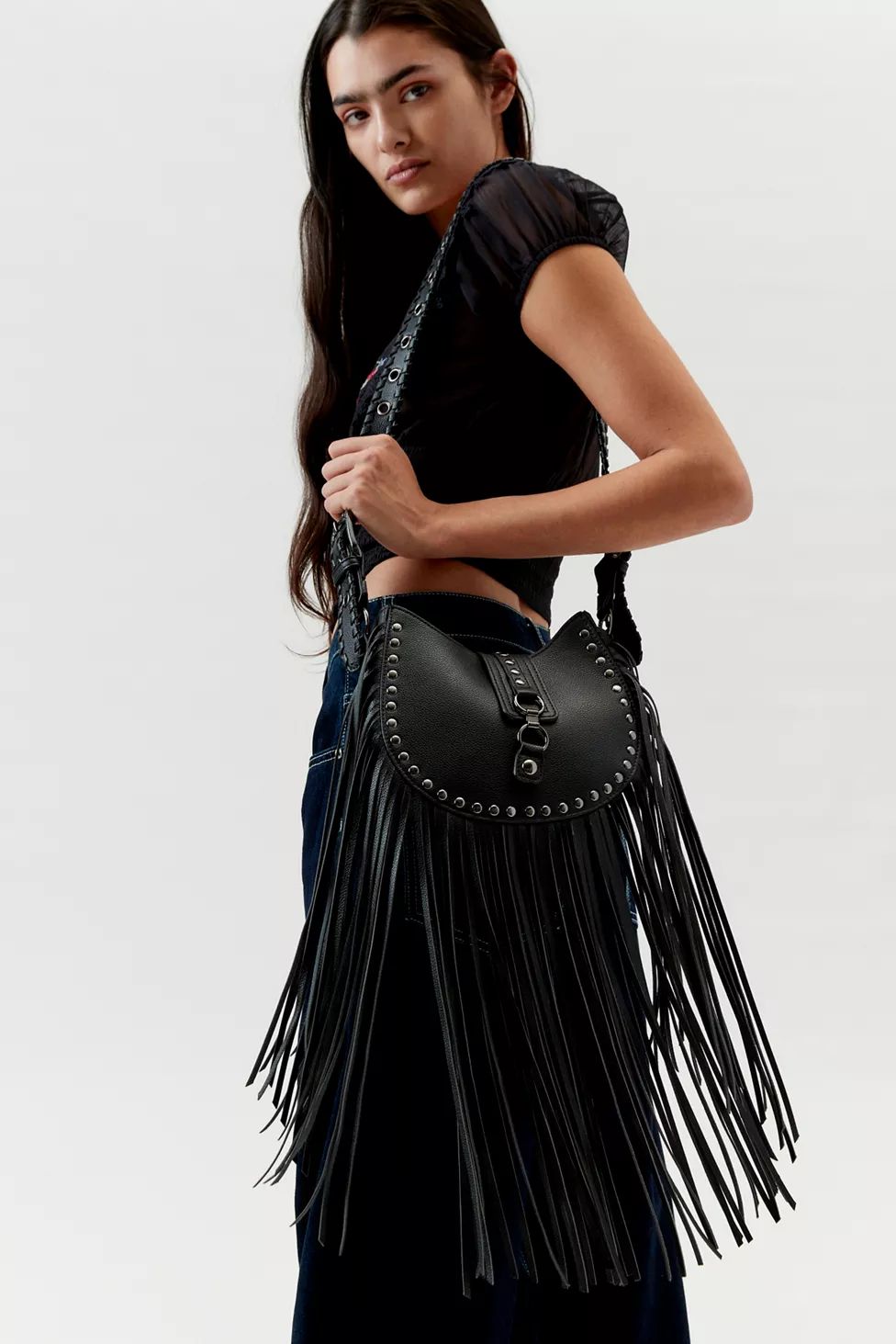 Silence + Noise Devon Fringe Crescent Bag | Urban Outfitters (US and RoW)