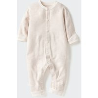 Uniqlo - Newborn Ribbed One Piece Outfit (long Sleeve, Stripe) - Natural - 12-18 Months (80cm) | Uniqlo NL