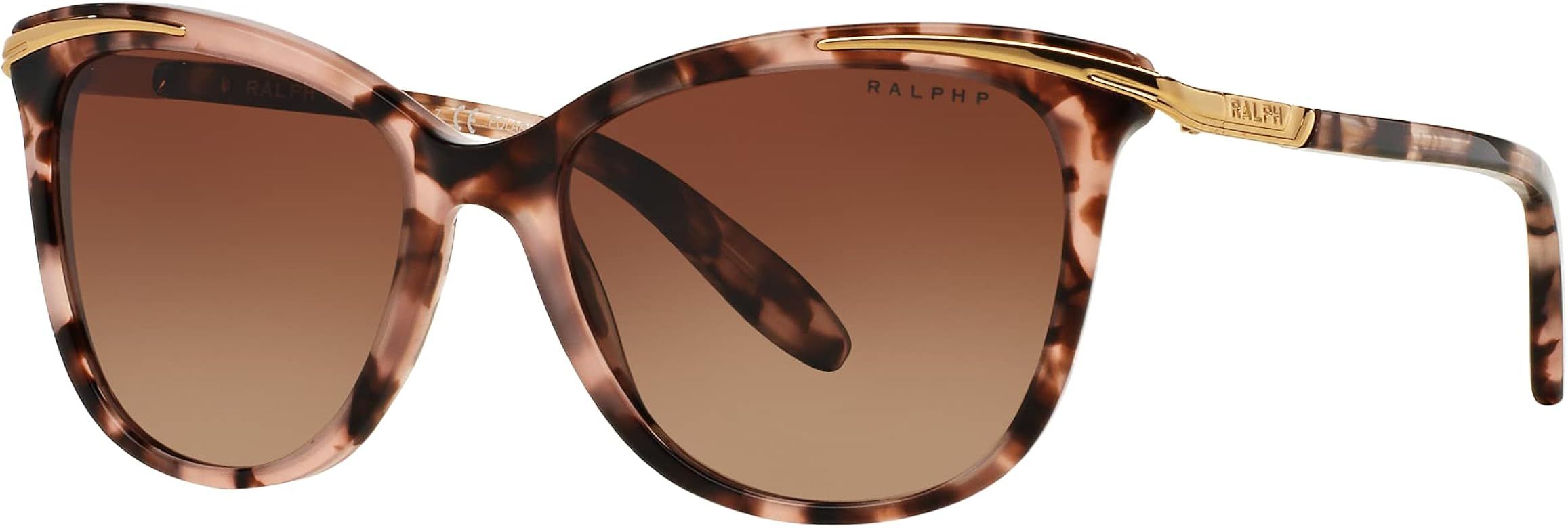 Ralph Woman Sunglasses Shiny Pink Tortoise & Gold Frame, Polar Gradient Brown Lenses, 54MM | Amazon (US)