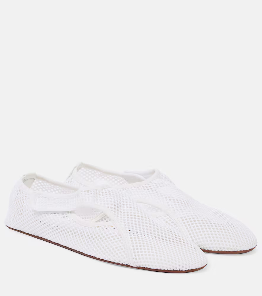 AlaÃ¯a Flex leather-trimmed mesh ballet flats | Mytheresa (US/CA)