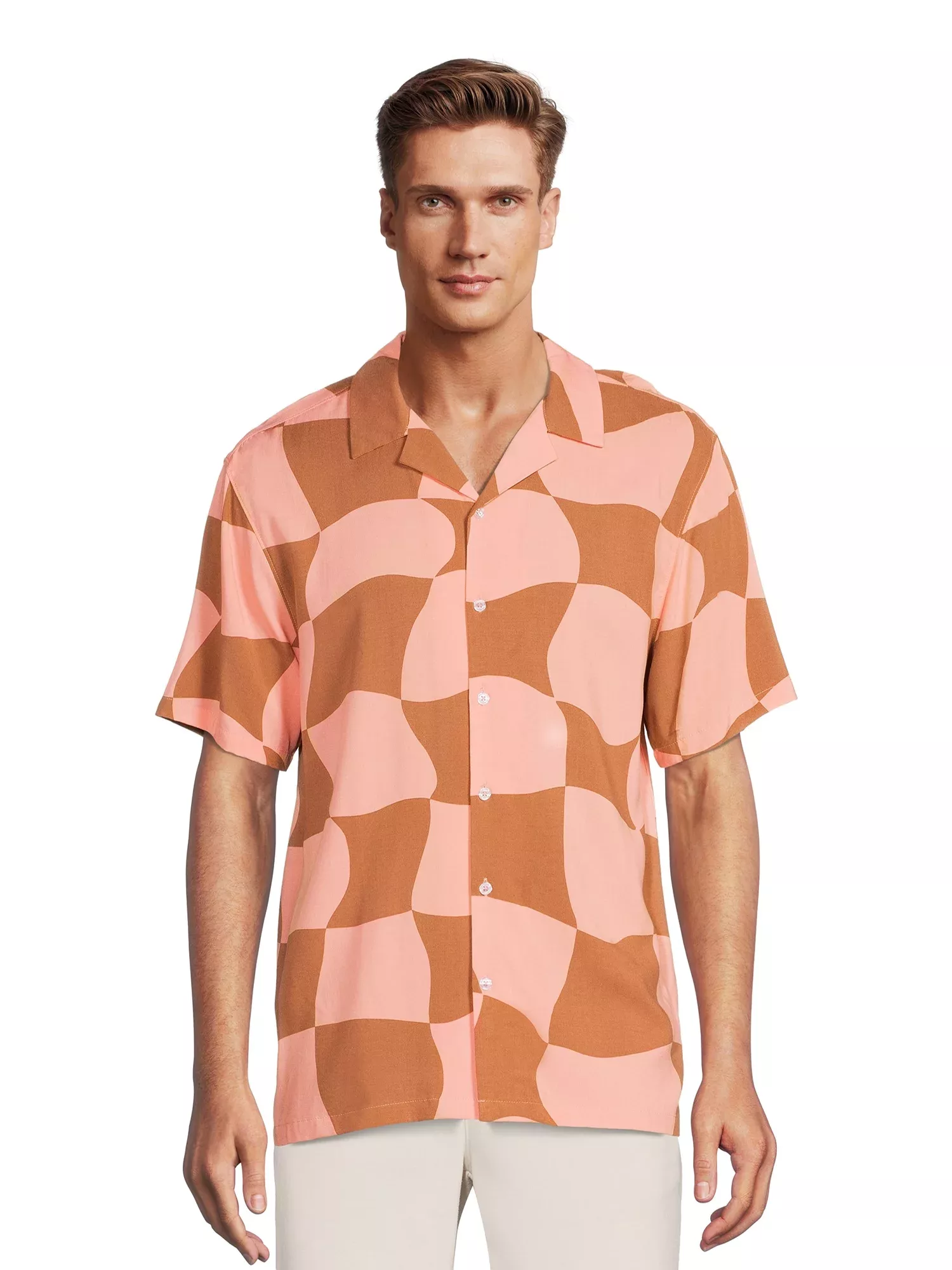 No Boundaries Men's & Big Men's Textured Resort Shirt, Sizes XS-3XL