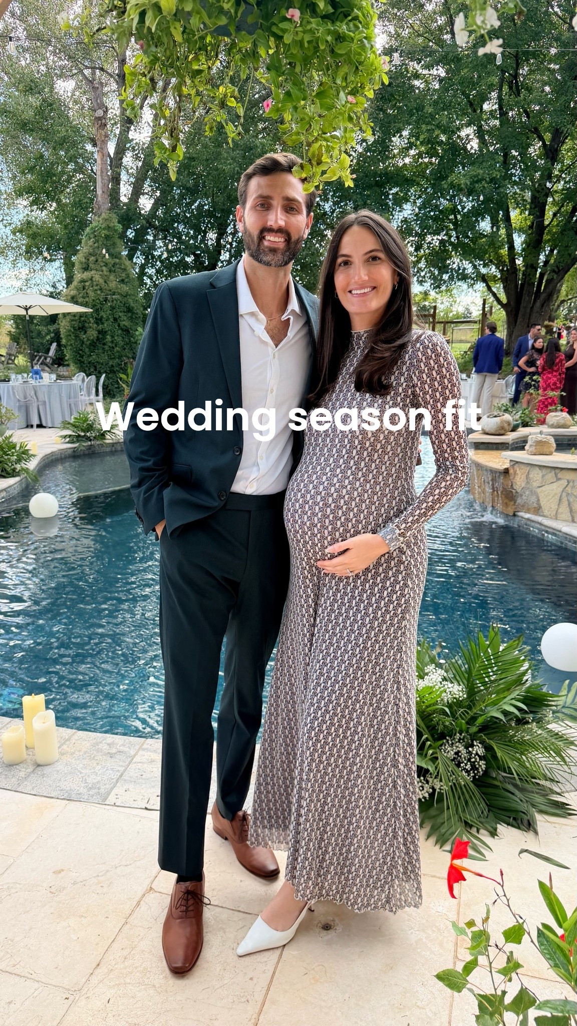 My suit is from Macys - Kenneth Cole Reaction. Wife’s dress is from Resa!