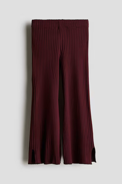 H & M - Flared Rib-Knit Pants - Red | H&M (US + CA)