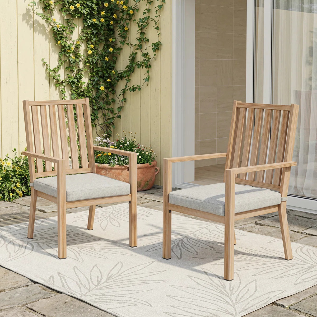 Premium All-Weather Aluminum Outdoor Dining Chairs with Cushions (Set of 2) | Wayfair North America