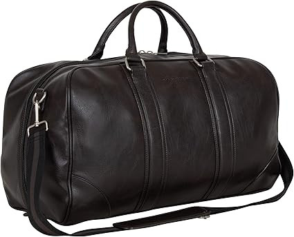 Ben Sherman 20" Vegan Leather Travel Duffel Bag Top Zip Weekender Carry-On Duffle Luggage, Brown | Amazon (US)