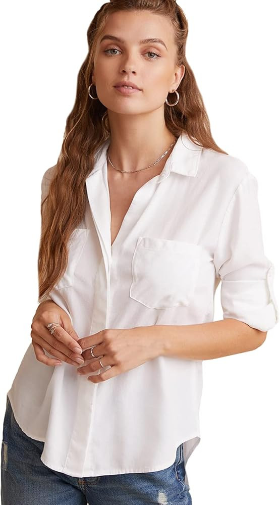Women's Split Back Button Down Shirt | Amazon (US)