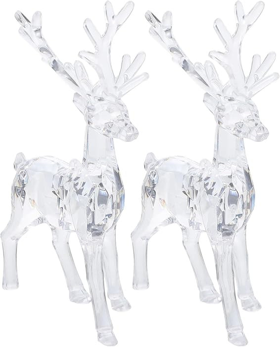 Healifty 2 Pcs Acrylic Deer Figurines Christmas Elk Clear Desktop Reindeer Ornaments Holiday Acry... | Amazon (US)