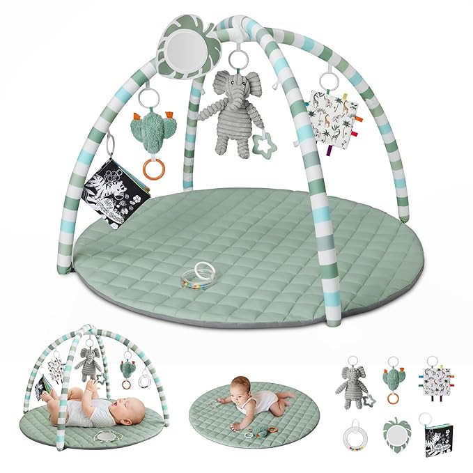 Blissful Diary Baby Play Gym Mat, Play Mat Activity Mat with 6 Detachable Toys for Stage-Based Se... | Amazon (US)