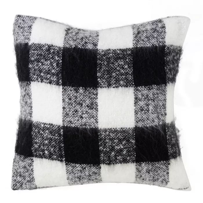 20"x20" Oversize Faux Mohair Buffalo Plaid Square Throw Pillow - Saro Lifestyle | Target