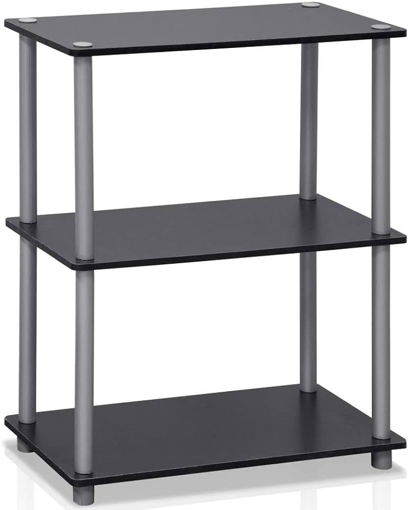 Furinno Turn-N-Tube Display Rack, 3-Tier Single, Black/Grey | Amazon (US)