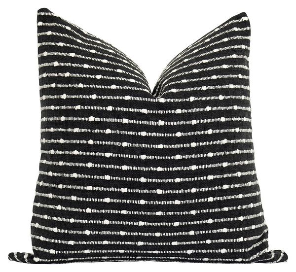 Aberdeen Black Woven Stripe Pillow | Land of Pillows
