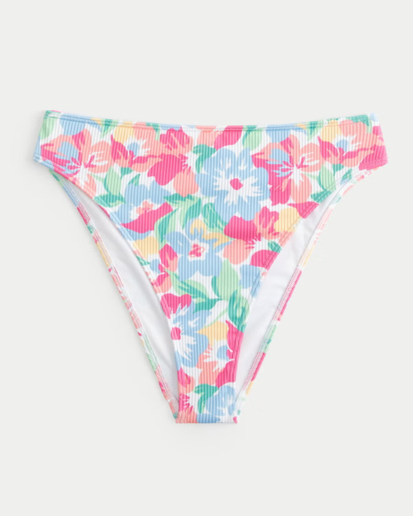 Women's Curvy High-Leg High-Waist Ribbed Bikini Bottom | Women's Swimwear | HollisterCo.com | Hollister (US)