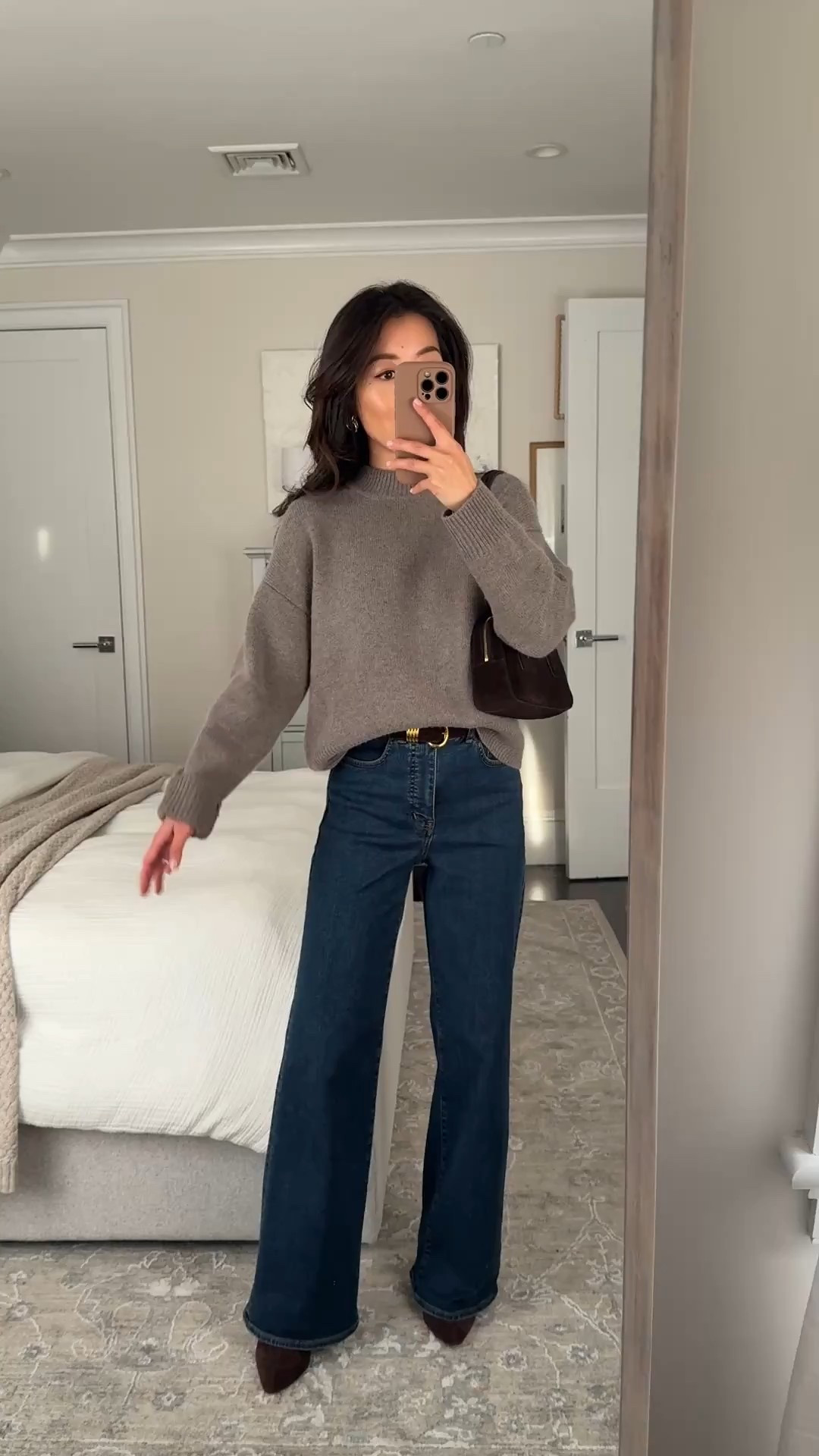 Petite friendly comfy sweater just went on sale but sizes and colors are going quickly! Linked a few other good sweaters on sale too

• SoftWool crewneck sweater xxs, love this wider cut relaxed fit and shorter length. medium thicker weight. comes in a couple other colors

• Wide leg jean 24 regular, has some stretch and a flattering cut. Trying regular long on me so if you are my height I recommend getting petite instead

• Triple metal keeper belt xxs

• Suede shoulder bag

• Amazon suede ankle boots 5.5

Winter sweater outfit, petite friendly, easy mom outfit 

 

#LTKootd #LTKSeasonal #LTKPetite