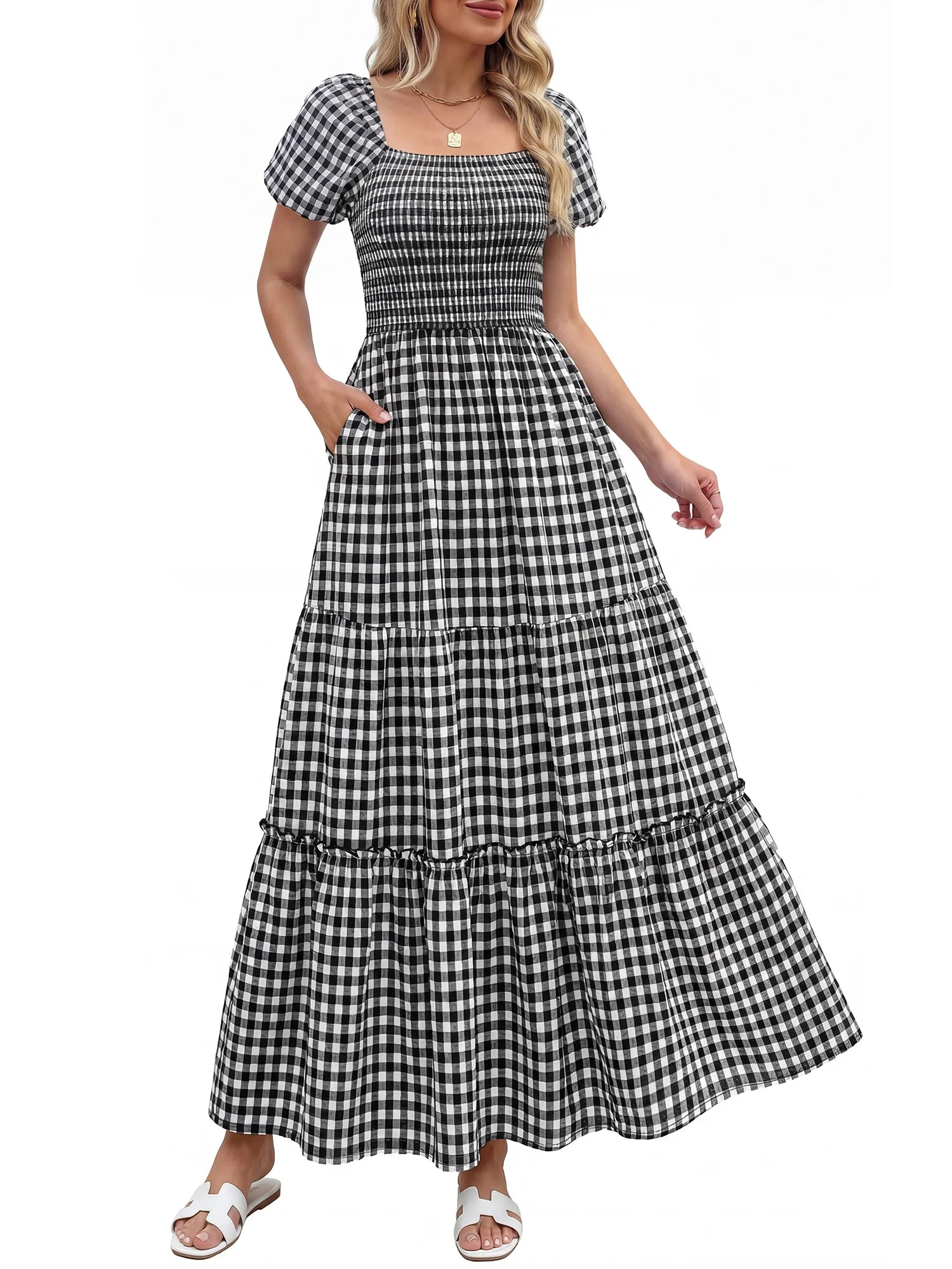 Women’s Pretty Garden SHORT SLEEVE MINI CAP DRESS - PUFF SLEEVE DRESS | Walmart (US)