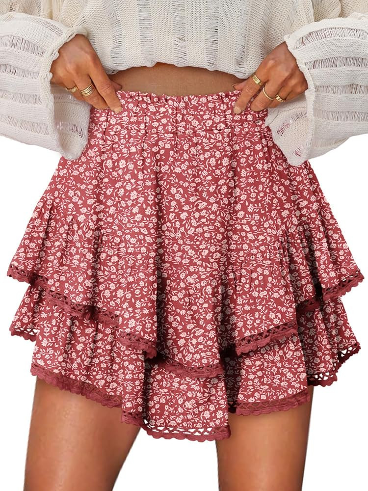 onlypuff Flowy Shorts Ruffle Skorts Mini Skirts Tennis Skort Summer Shorts | Amazon (US)