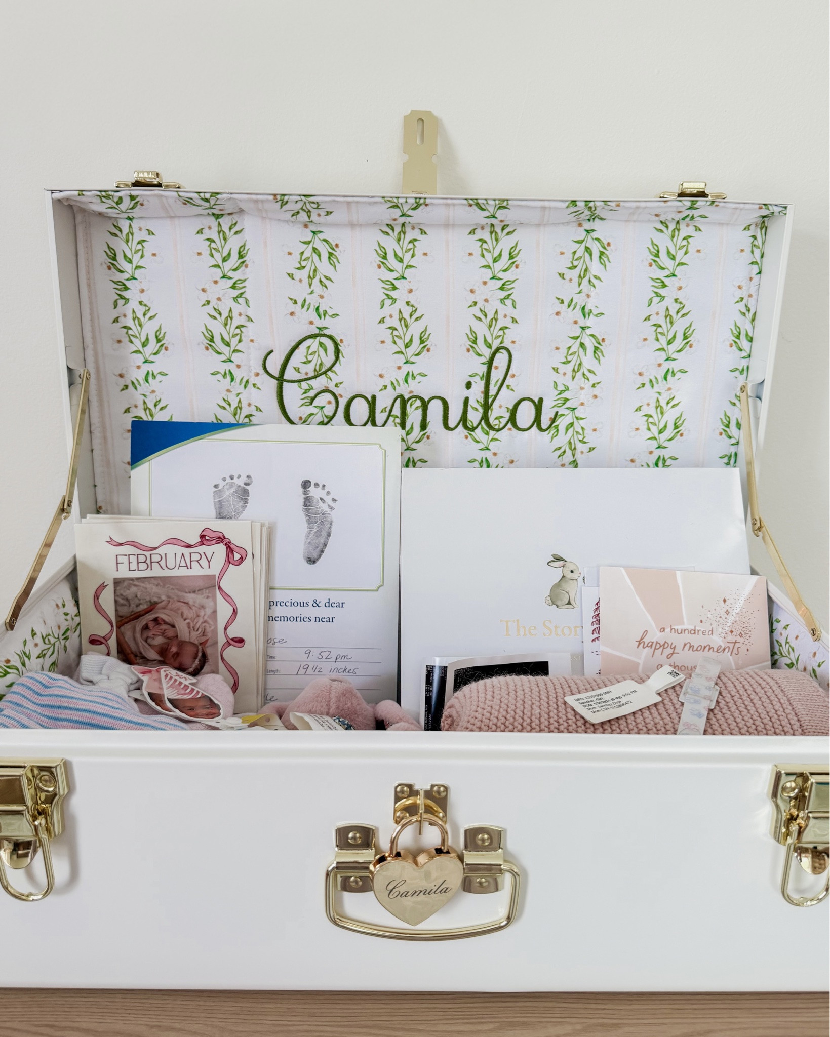 every little thing from her first year, all in one place 🥹 this is their petite trunk in white with their darling dogwood print and hunger green embroidery 🤍

@petitekeep baby keepsake trunk | heirloom trunk | first year memories | girl mom | memories in the making | petite keep

#LTKBaby #LTKWedding #LTKHome