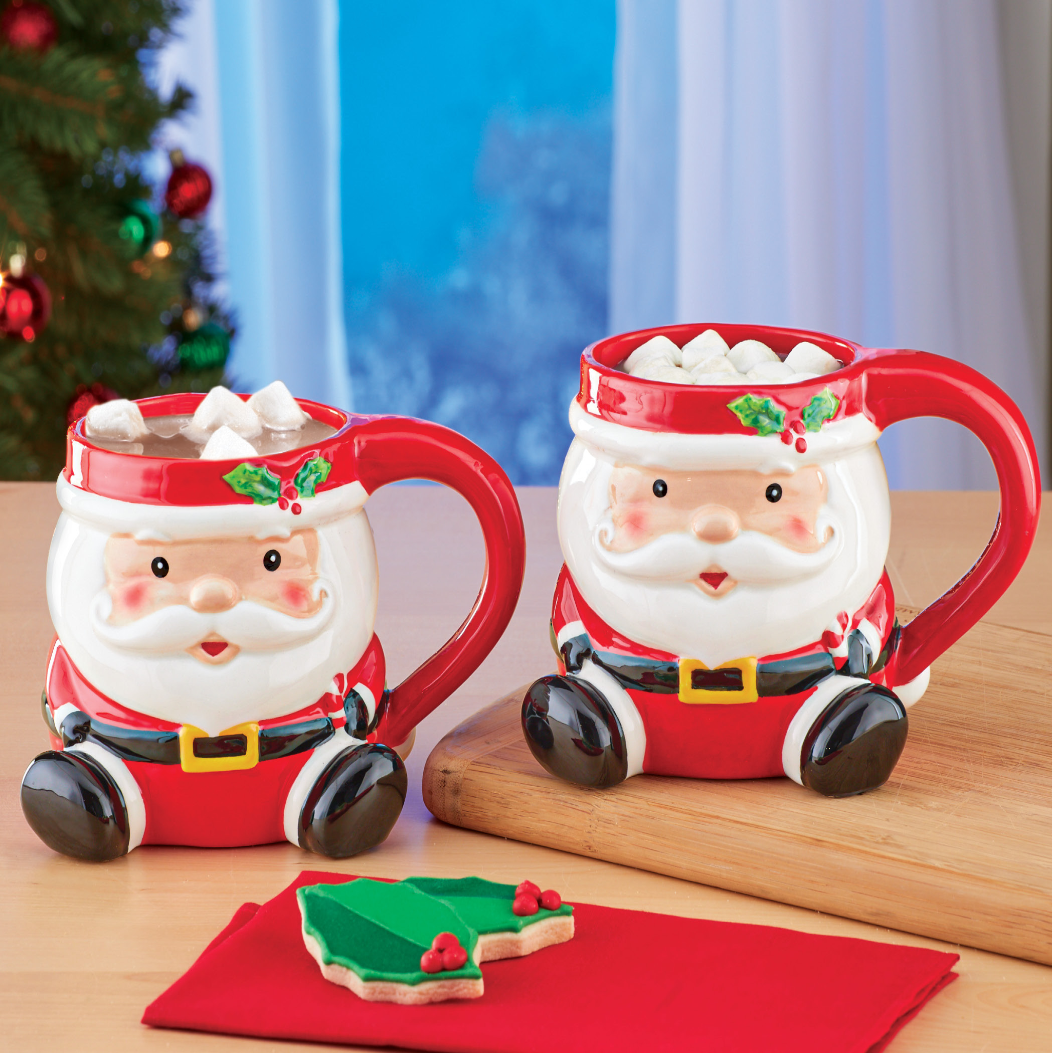 Festive Holiday Mugs - Set of 2, Christmas Drinkware for Hot Chocolate or Coffee | Walmart (US)