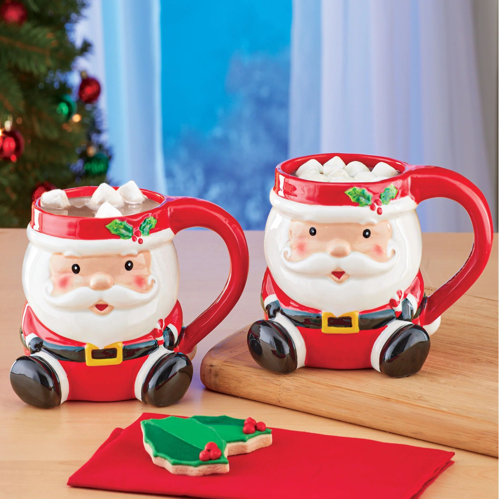 Festive Holiday Mugs - Set of 2, Christmas Drinkware for Hot Chocolate or Coffee | Walmart (US)
