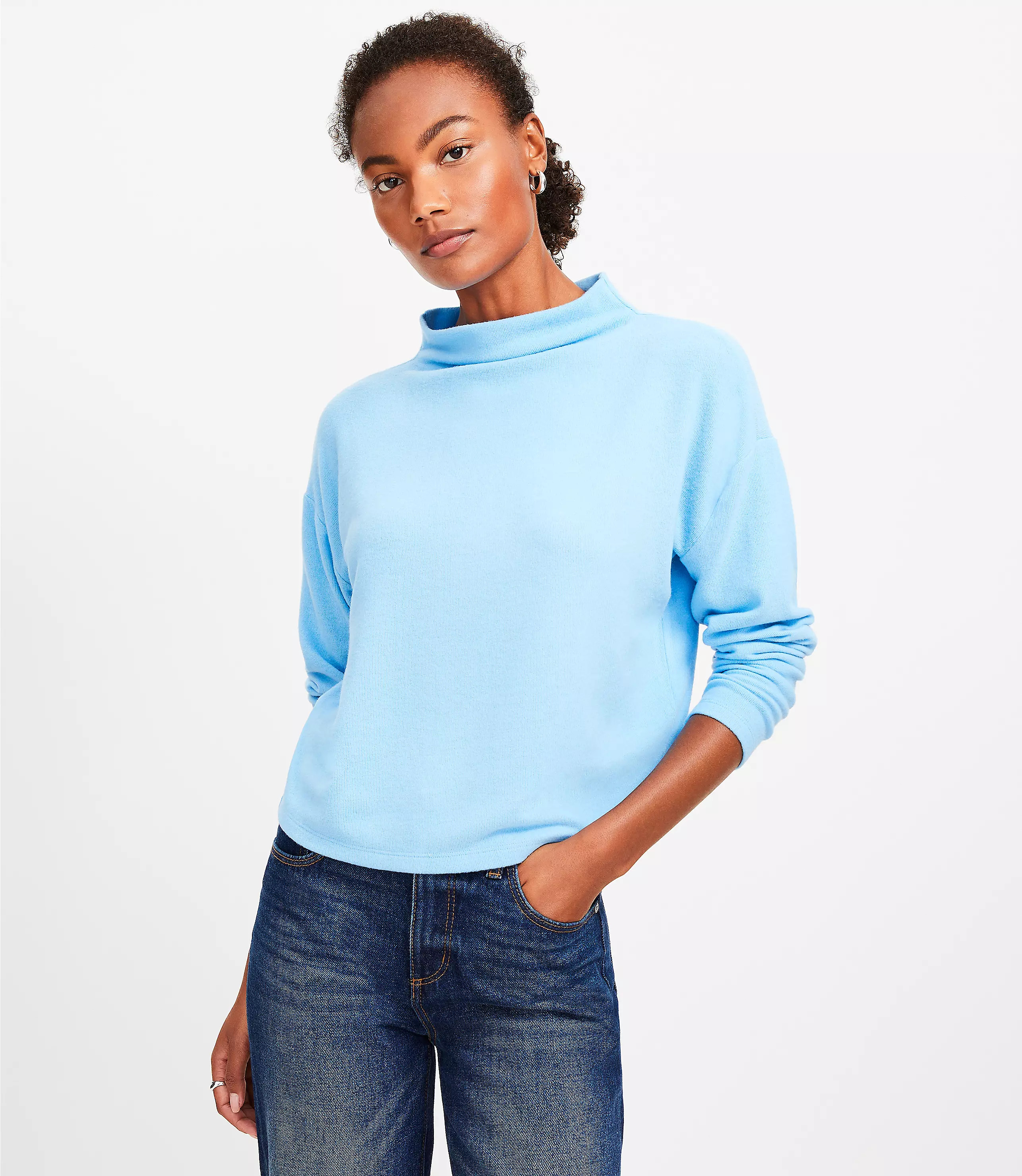Jersey Mock Neck Top | LOFT