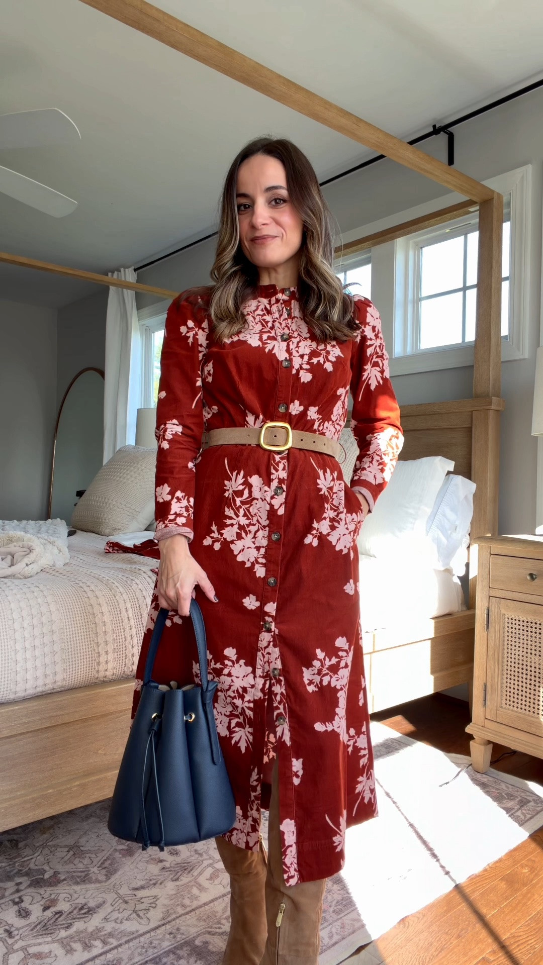 What I wore to church today! 

Dress: petite 0 
Boots: true to size, 15” shaft in a size 5 
Belt is unavailable

#LTKPetite