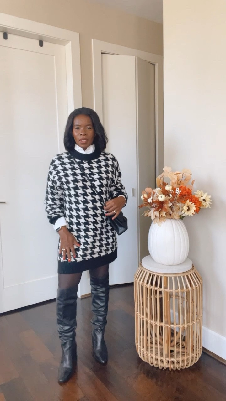 Try paring your sweater dress with a white shirt for a different look. 

#LTKstyletip #LTKover40 #LTKfindsunder100