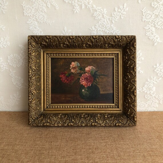 Antique Dutch Oil Painting Peonies Still Life Red Pink | Etsy | Etsy (US)