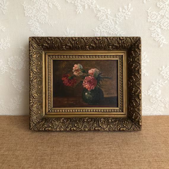 Antique Dutch Oil Painting Peonies Still Life Red Pink | Etsy | Etsy (US)