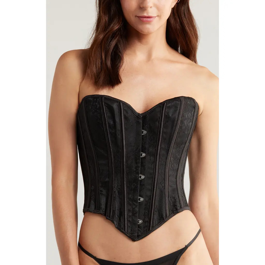 Coquette Strappy Lace Corset in Black at Nordstrom, Size X-Large | Nordstrom