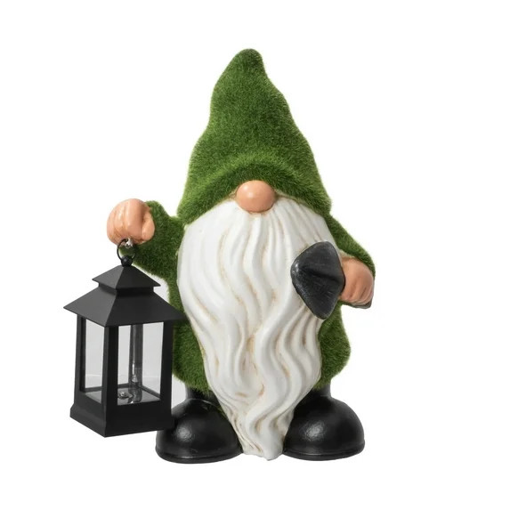 Mainstays Solar Mossy Gnome Garden Statue with LED Lantern | Walmart (US)