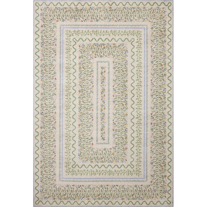 Rifle Paper Company x Loloi Orchard Ivory / Multi Machine Washable Area Rug | Wayfair North America