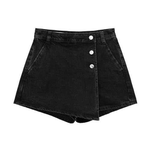 Denim Skort for Women Casual Jean Skirt Country Concert Outfits Buttom Cargo Wrap Skirt with Pockets 2024 (Black,XS,X-Small) | Amazon (US)