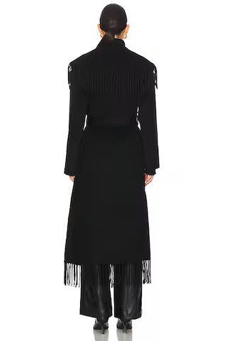 Carrie Fringe Robe Coat in Black | Revolve Clothing (Global)