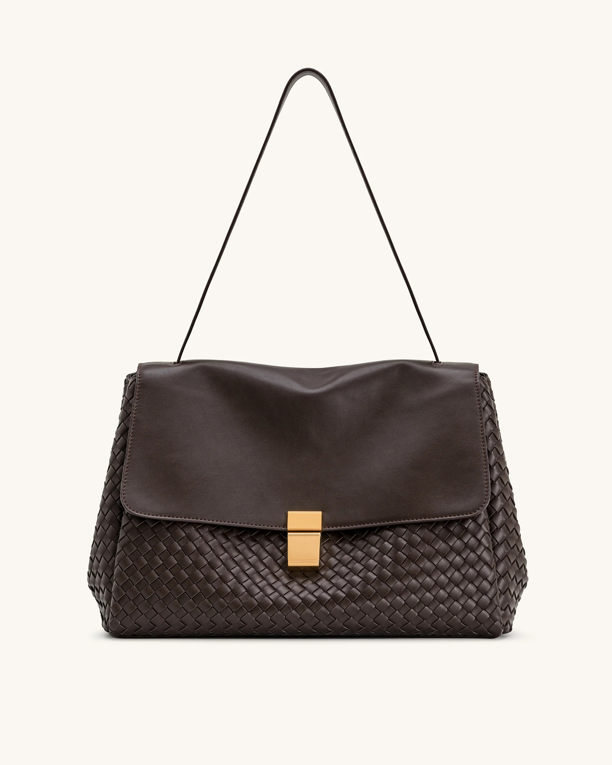 Hilary Woven Shoulder Bag - Dark Brown | JW PEI US