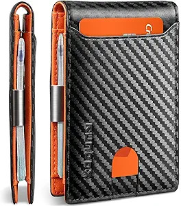 RUNBOX Slim Wallets for Men - Leather Money Clip Mens Wallet - RFID Blocking Front Pocket Bifold ... | Amazon (US)