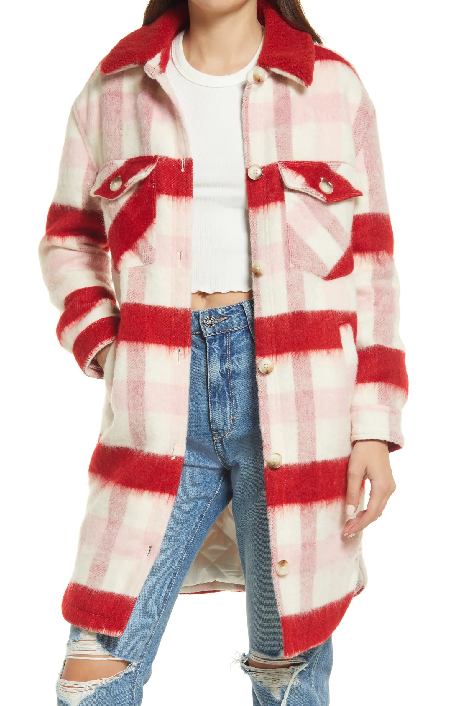 Plaid Long Shirt Jacket | Nordstrom